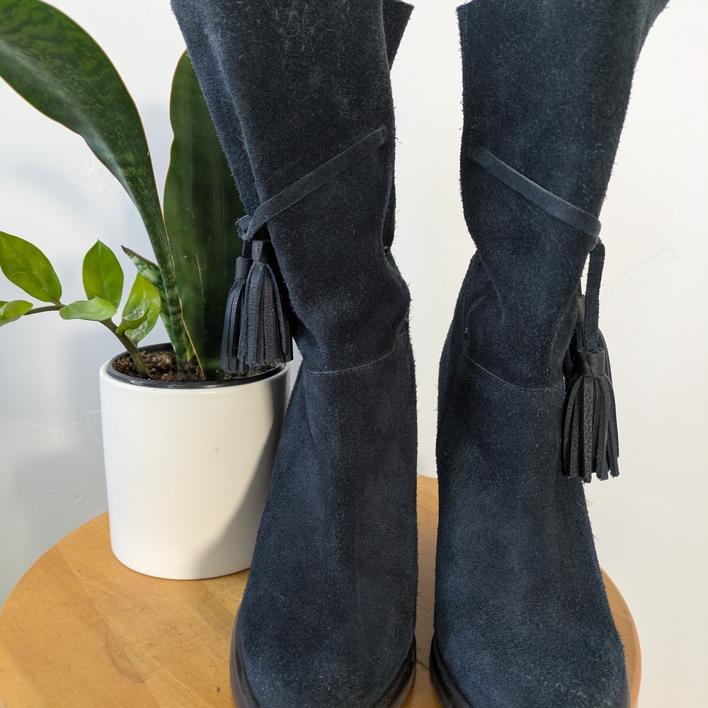 Stivali Navy Suede Tassel Boots - Picture 3 of 7